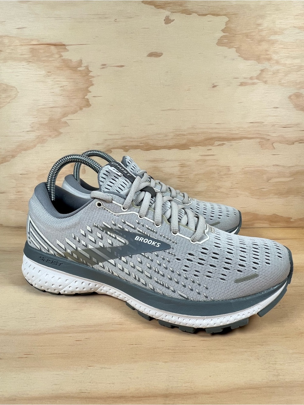Brooks Women’s Ghost 13 Running Shoes - Gray and White Gym Athletic Sneakers